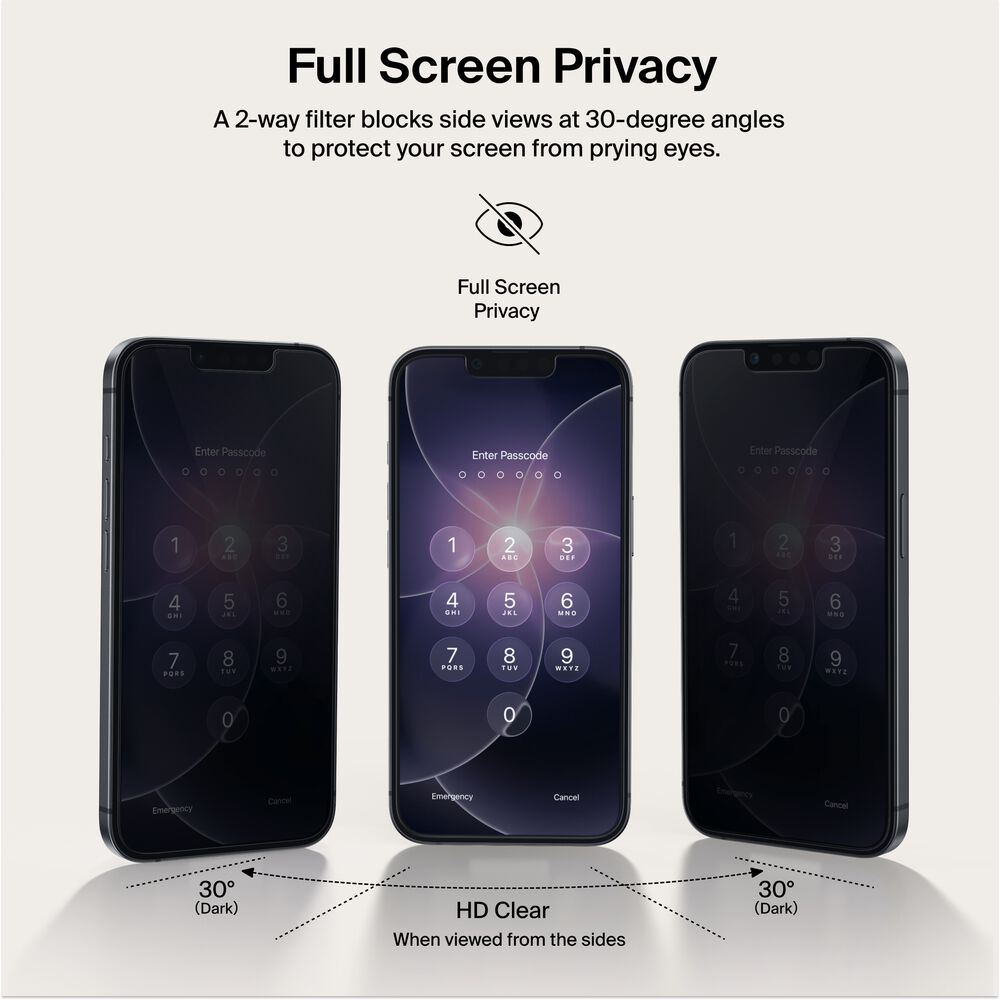 TemperedGlass Privacy Treated Screen Protector for iPhone 14 Plus / iPhone 13 Pro Max, , hi-res
