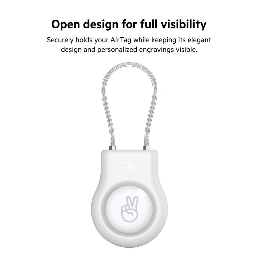 Secure Holder with Wire Cable for AirTag, White, hi-res
