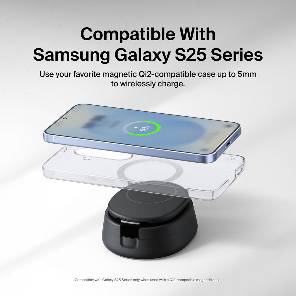 2-in-1 Convertible Magnetic Charging Stand with Qi2 15W, Black, hi-res