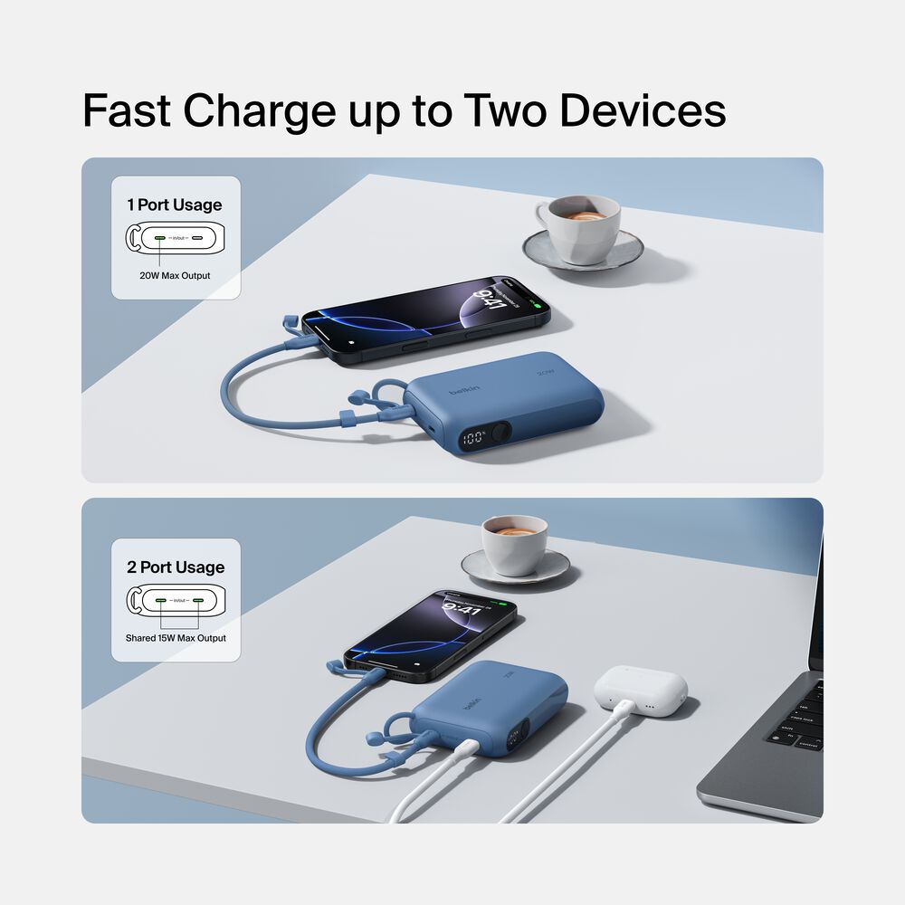 Power Bank 10K with Display, Blue, hi-res