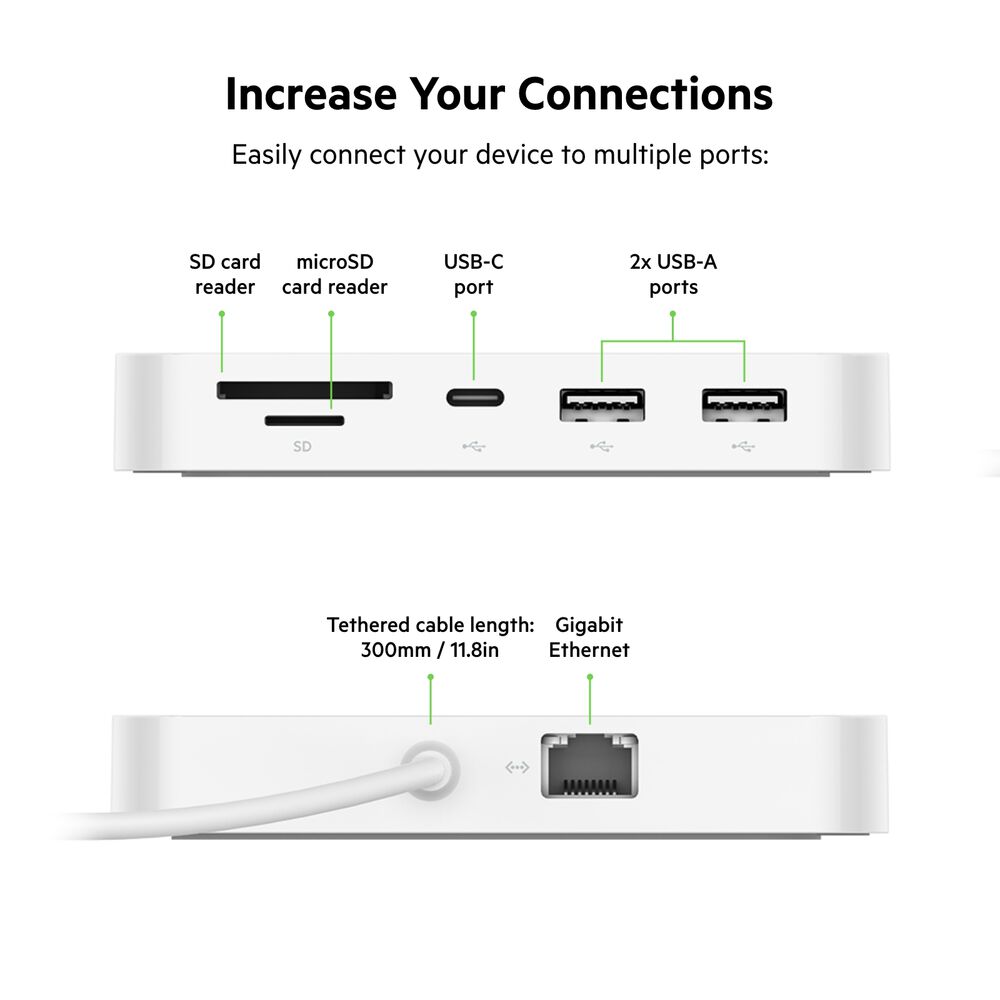 USB-C 6-in-1 Multiport Hub with Mount, White, hi-res