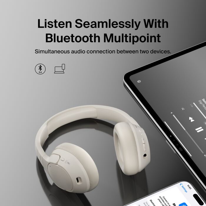 Noise Cancelling Over-Ear Headphones, Sand, hi-res