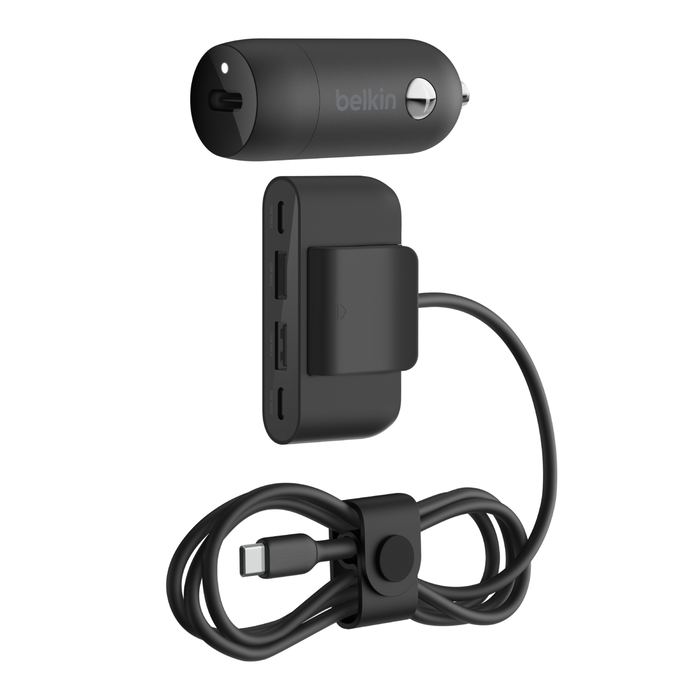 30W USB-C Car Charger + 4-port USB power extender, , hi-res