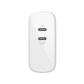 Dual USB-C PD GaN Wall Charger 68W, White, hi-res