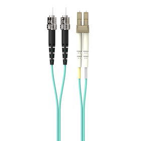 Fiber Optic Cable; 10GB Aqua Multimode LC/ST Duplex, 50/125 OM3, Aqua, hi-res