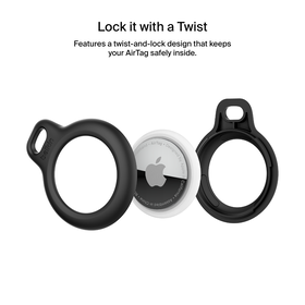 Secure Holder with Strap for AirTag, Black, hi-res