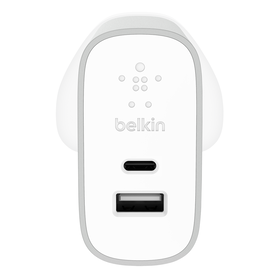 27W USB-C + USB-A Wall Charger, Silver, hi-res