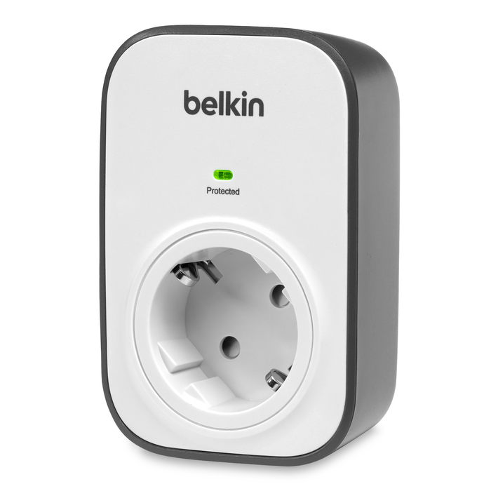 Belkin BSV102 SurgeCube-spanningsbeveiliger met 1 stopcontact, White/Gray, hi-res