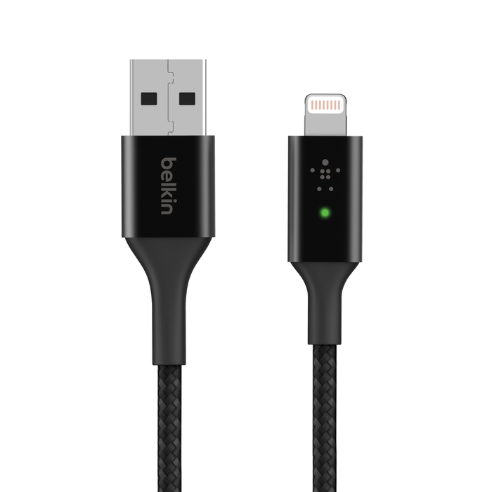 Smart LED Lightning to USB-A Cable, Black, hi-res
