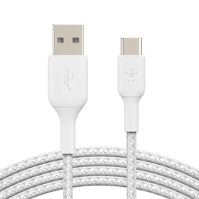 Braided USB-C to USB-A Cable 15W (15cm / 6in, White), White, hi-res