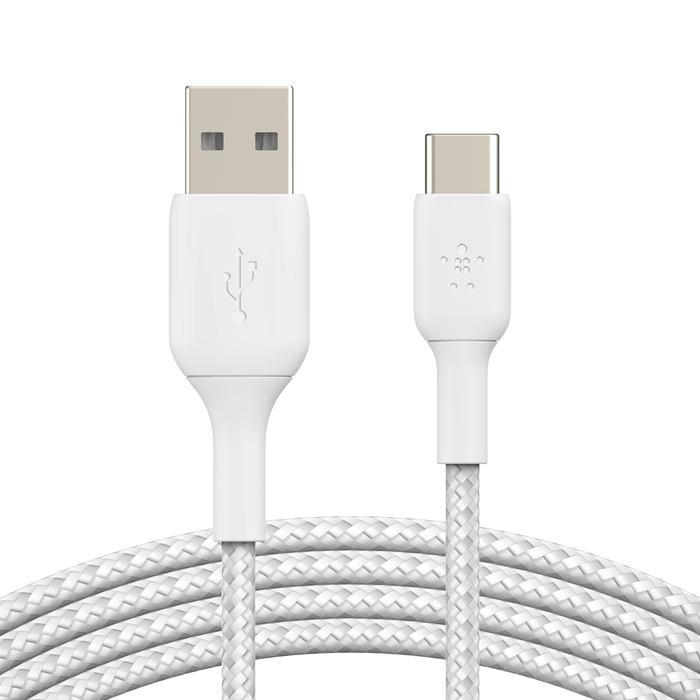 Braided USB-C to USB-A Cable (2m / 6.6ft, White) | Belkin | Belkin US