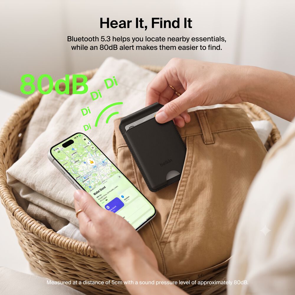 Wallet Stand with Bluetooth Tracker, Black, hi-res