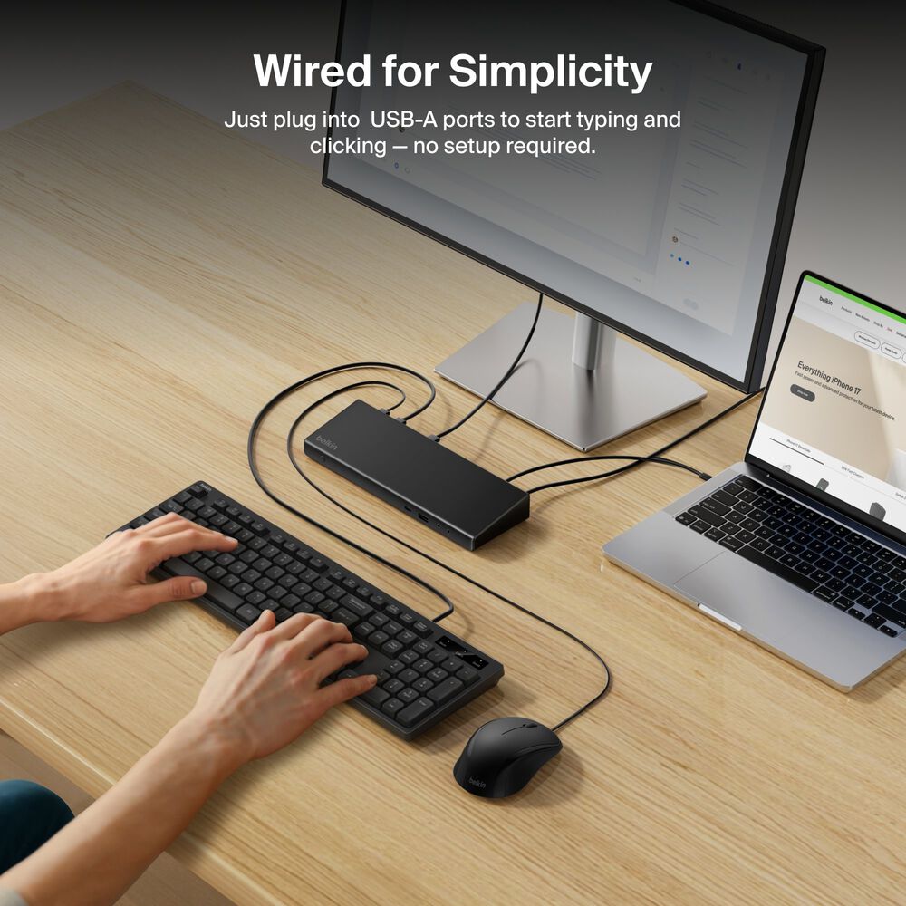 Wired Keyboard and Mouse Combo, Black, hi-res