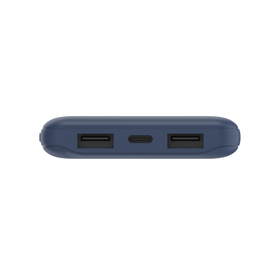 Batterie externe à 3 ports 10K + câble USB-A vers USB-C, bleu, hi-res