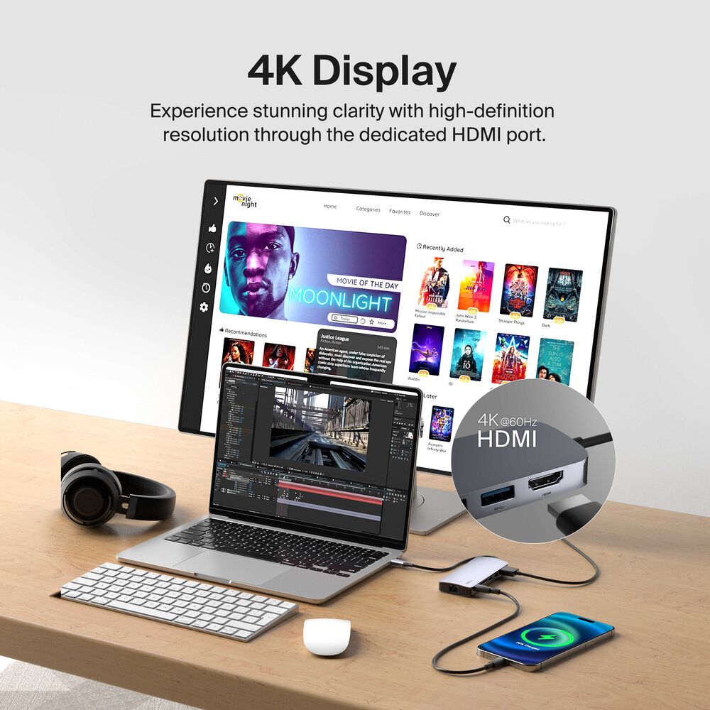 USB-C 6-in-1 Multiport Hub, Space Gray, hi-res