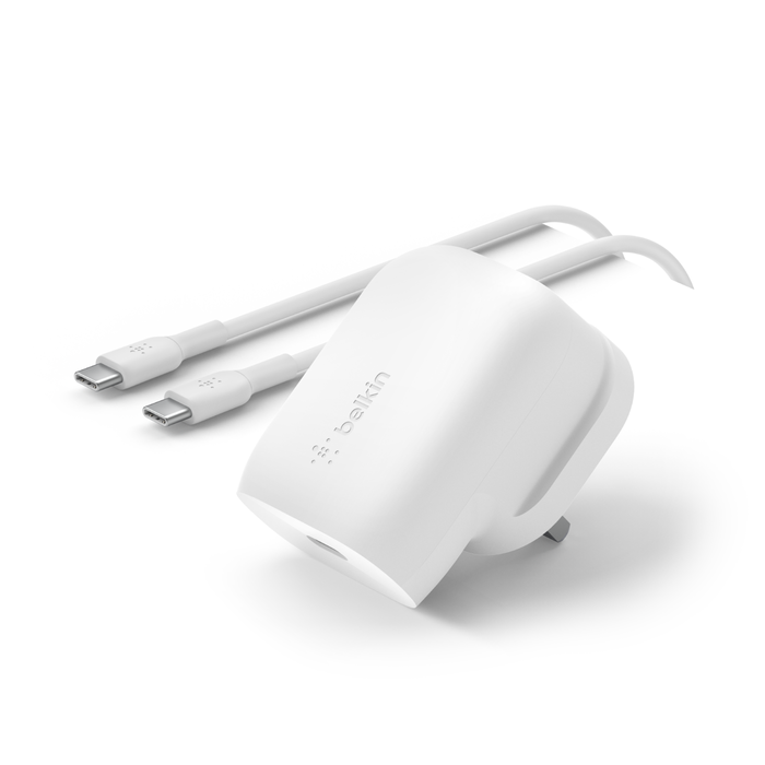USB-C® PD 3.0 PPS Wall Charger 30W + USB-C® to USB-C Cable, White, hi-res