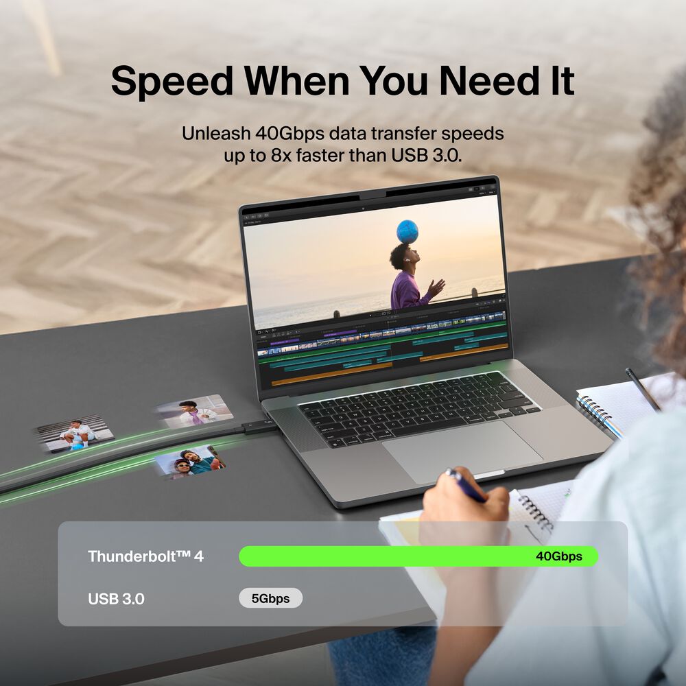 Thunderbolt 4 Cable, 1M, Passive, Black, hi-res