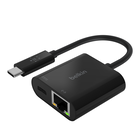 USB-C to Ethernet + Charge Adapter, Black, hi-res