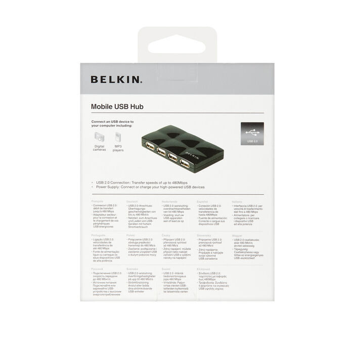 Hi-Speed USB 2.0 7-Port Mobile Hub, Black, hi-res