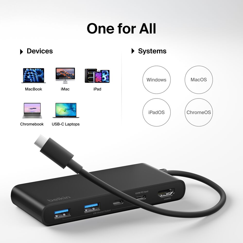 7-Port USB-C Hub with Dual USB-C Ports, Black, hi-res