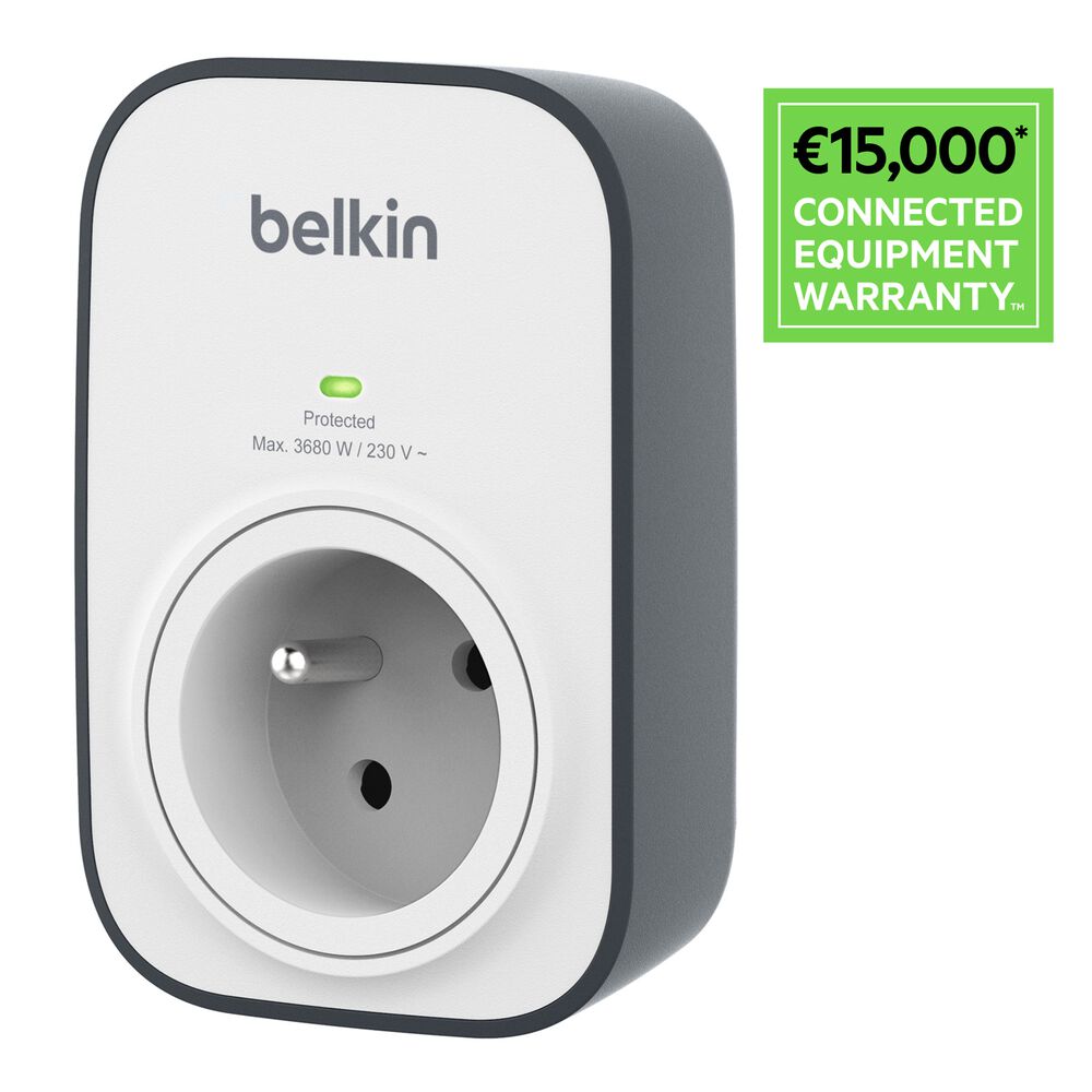 SurgeCube 1 Outlet Surge Protector, White/Gray, hi-res