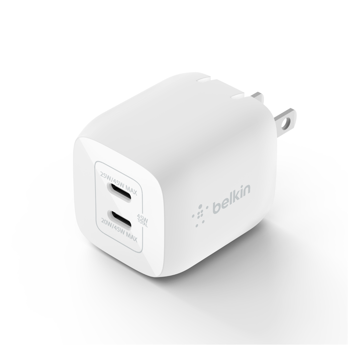 Dual USB-C GaN Wall Charger with PPS 45W