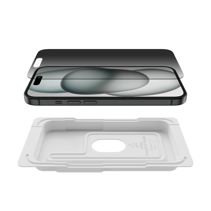 Protector de pantalla TemperedGlass Privacy con revestimiento antimicrobiano para los modelos de iPhone de las series 15, 14, 13 y 12., , hi-res