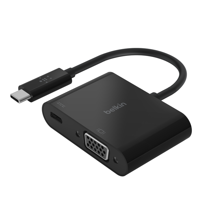 USB-C to VGA + Charge Adapter, Black, hi-res