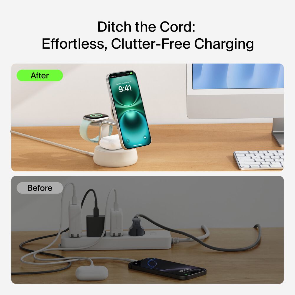 3-in-1 Magnetic Charging Dock with Qi2 25W, Sand, hi-res