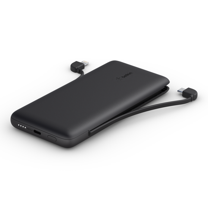 10K USB-C PD Power Bank with Integrated Cables, Belkin