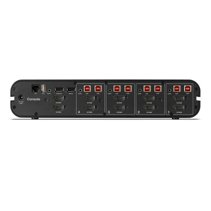 Universal 2nd Gen Secure KVM Switch, 4-Port Dual Head w/ CAC, Black, hi-res