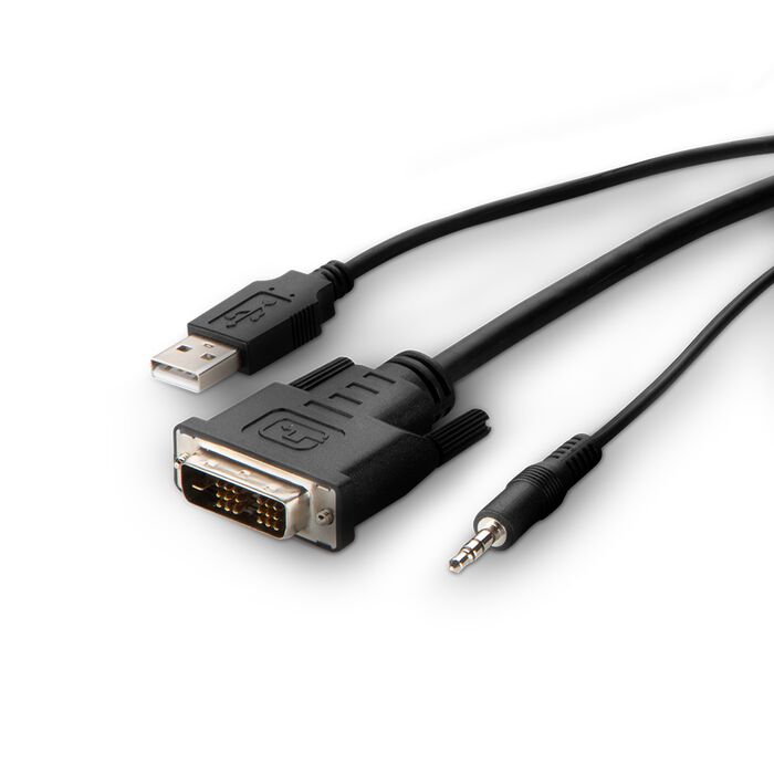 Computer Retention Cable DVI to HDMI High Retention + USB A/B + Audio Passive Combo KVM Cable ...