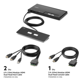 2-Port Dual Head HDMI Modular Secure KVM Switch PP4.0 W/ Remote, Nero, hi-res