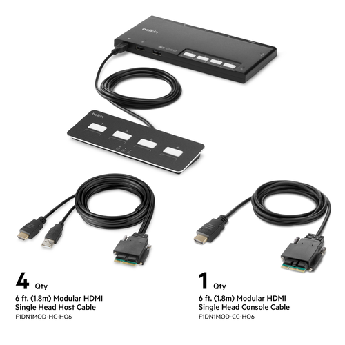 Belkin modularer 4-Port Single-Head HDMI Secure KVM-Switch PP4.0 mit Fernbedienung