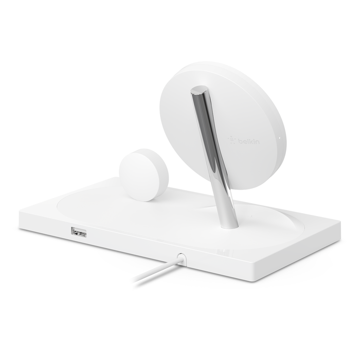 Wireless Charging Dock: Wireless Charging Pad + Apple Watch Dock (Certified Refurbished), White, hi-res