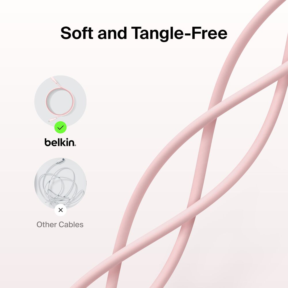 USB-C to USB-C Cable 60W, 3.3ft/1m, Pink, Pink, hi-res