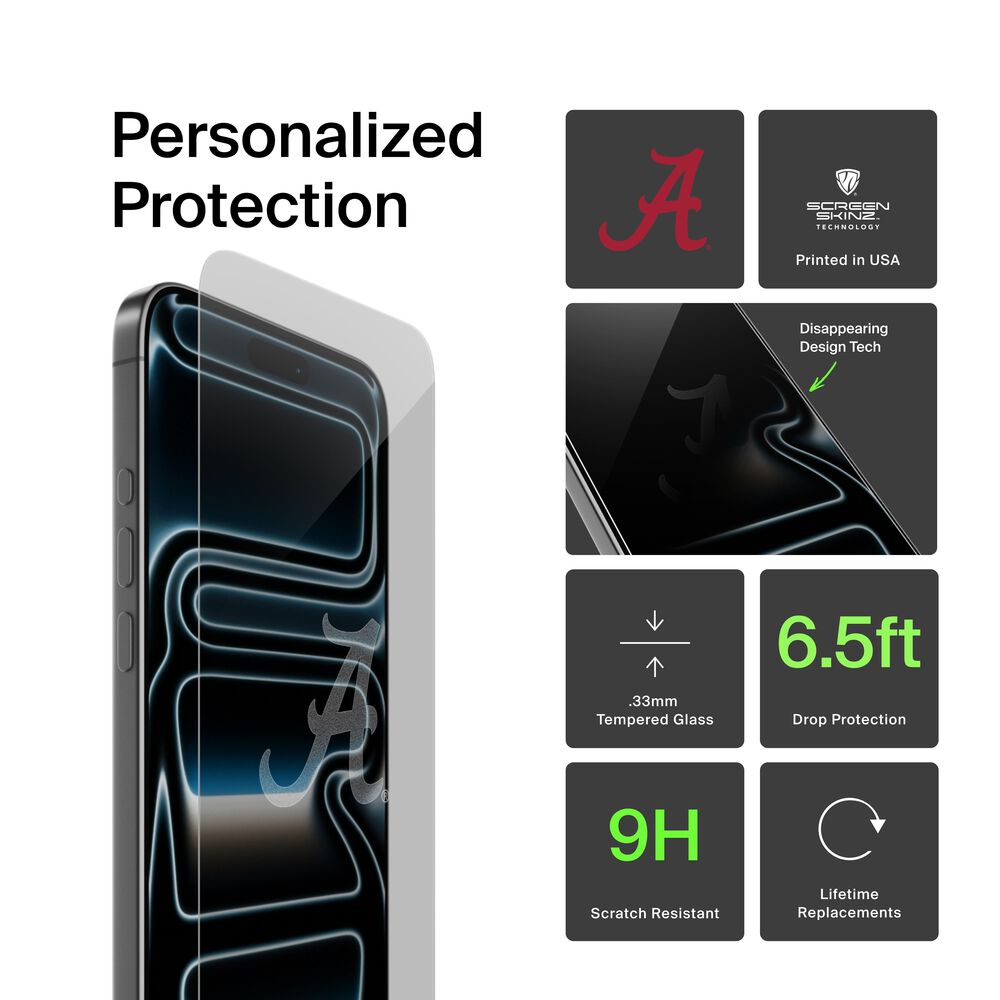 Alabama Crimson Tide Custom Glass Screen Protector, , hi-res