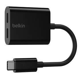 USB-C Audio + Charge Adapter, Black, hi-res
