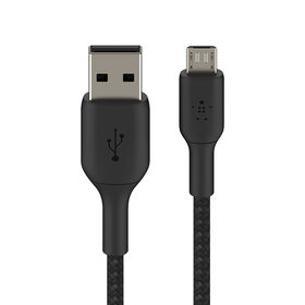 Cable trenzado USB-A a micro-USB, Negro, hi-res