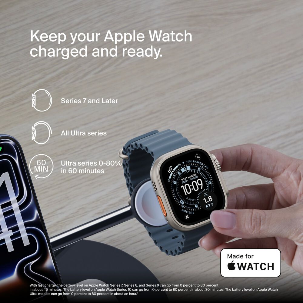 3-in-1 Wireless Charging Stand with Qi2 15W, Black, hi-res