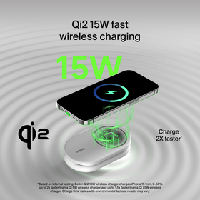 2-in-1 Magnetic Foldable Wireless Charger with Qi2 15W, White, hi-res