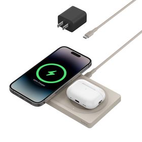 2-in-1 Wireless Charging Pad with Official MagSafe Charging 15W, Sand, hi-res