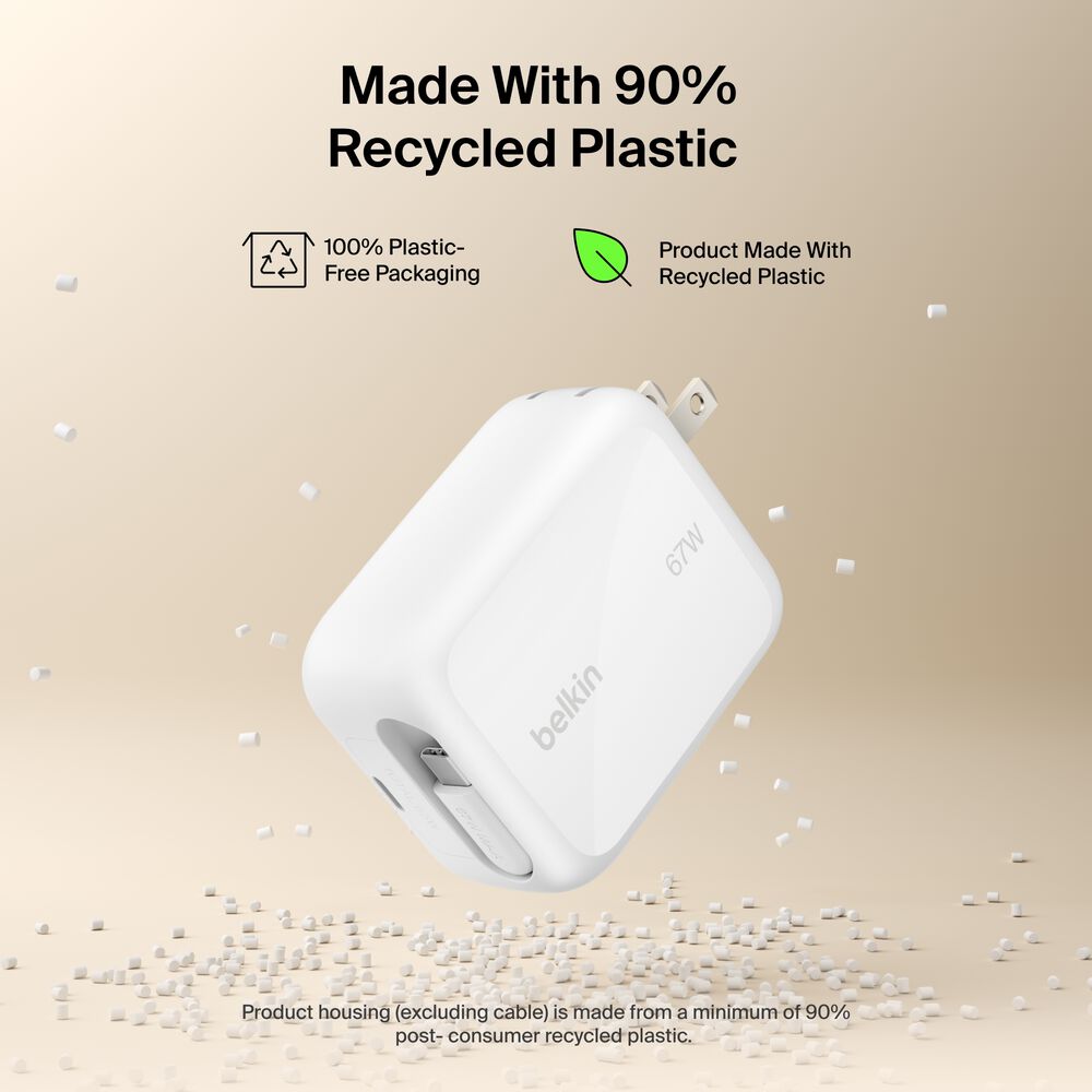 Retractable GaN Wall Charger 67W, , hi-res