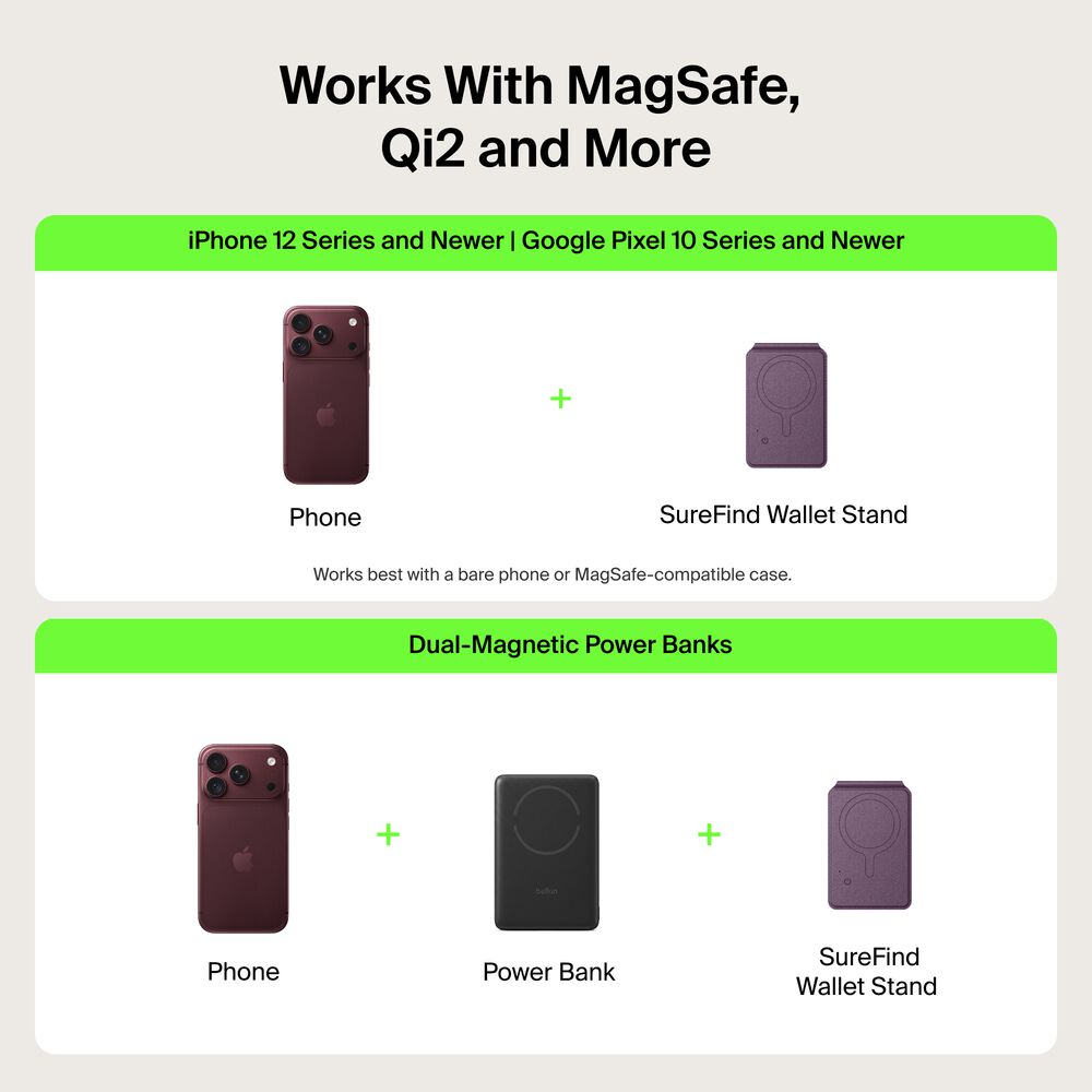 Wallet Stand with Bluetooth Tracker, Plum, hi-res