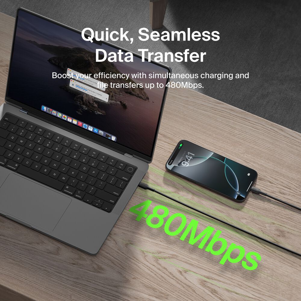 USB-A to USB-C Cable 15W, 3.3ft/1m, Black, Black, hi-res