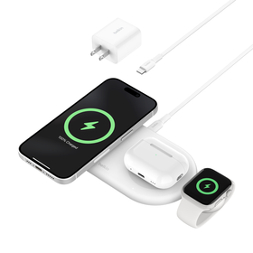 3-in-1 Magnetic Wireless Charging Pad with Qi2 15W, White, hi-res