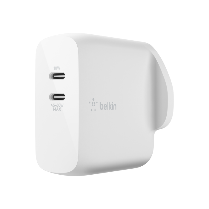 BOOST↑CHARGE™ Dual USB-C PD GaN Wall Charger 63W, White, hi-res
