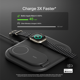 3-in-1 Magnetic Foldable Wireless Charger with Qi2 15W, Black, hi-res