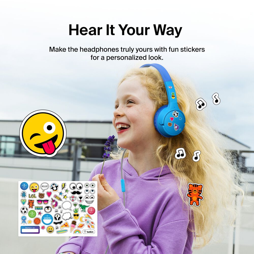 Wired On-Ear Headphones for Kids, Blue, hi-res