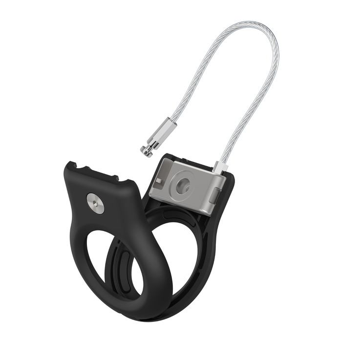 Secure Holder with Wire Cable for AirTag, Black, hi-res
